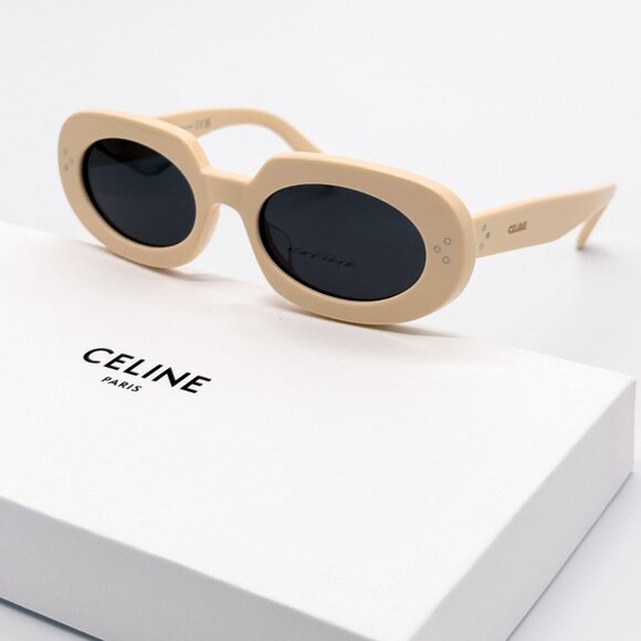 NEW CELINE CL40276U 25A WOMEN IVORY SMOKE SUNGLASSES CELINE - Picture 1 of 14